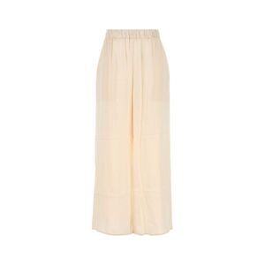 Le Kasha Women Ivory Silk Wide-Leg Pant
